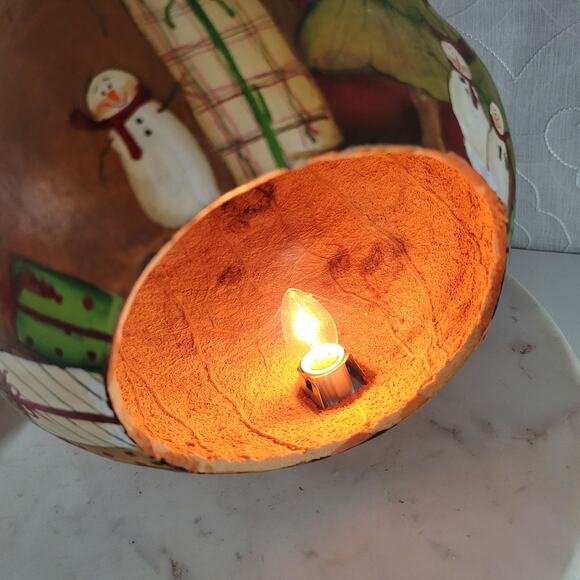 Hand Painted Lighted Santa Gourd Large 17” Holiday Christmas Folk Art Primitive - Picture 15 of 16